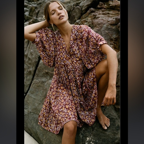 Daughters of India Kyra Balloon Sleeve Gauze Mini Dress Size Medium - Picture 3 of 7